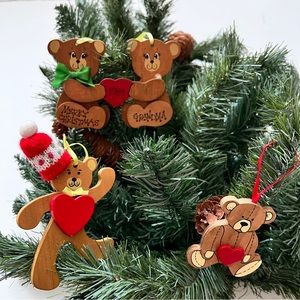 Vintage 80’s Kurt Adler Wooden Bear Ornaments